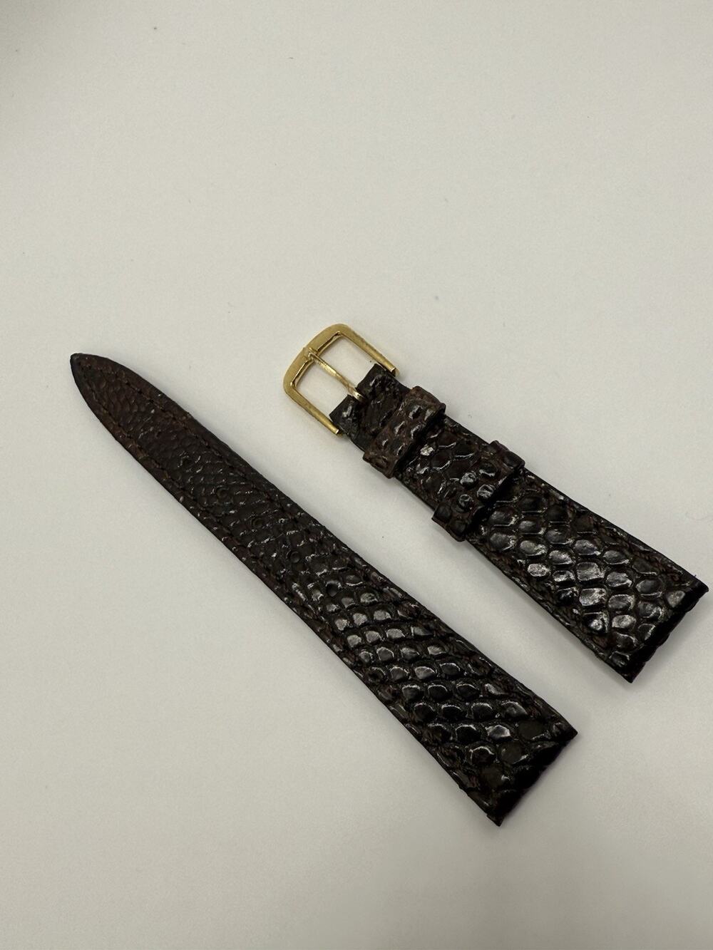 14mm KREISLER Genuine Lizard Brown NOS Vintage Watch Band & Gold-Tone Buckle